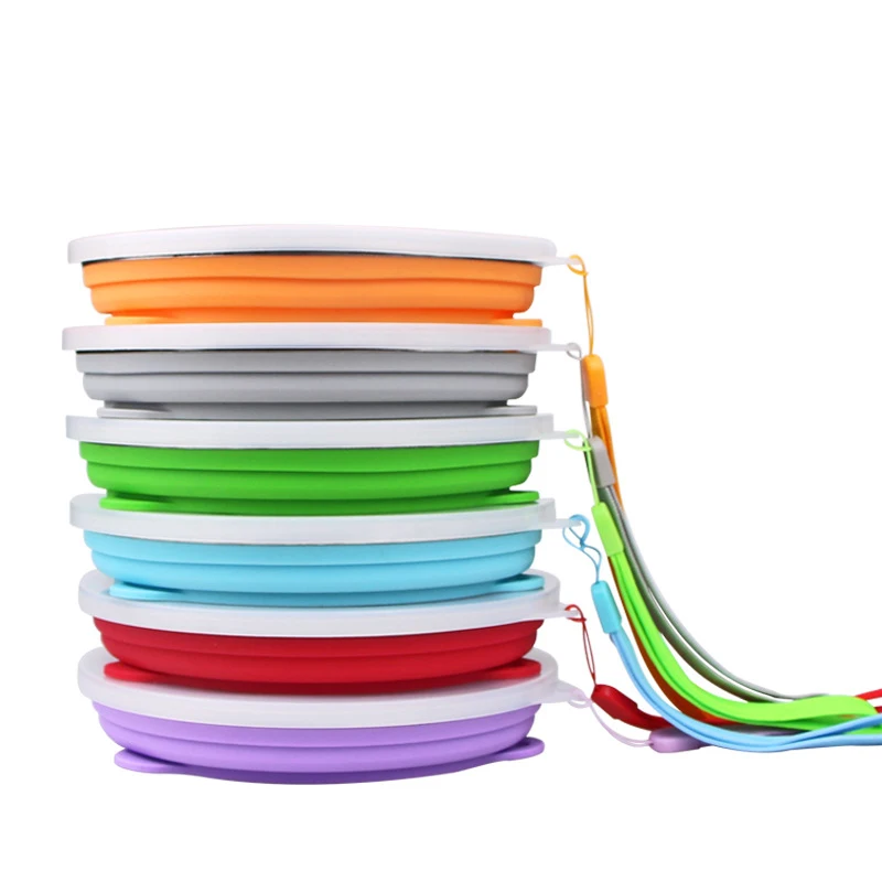 

Amazon High Quality Factory Price 100% Food Grade Small Silicone Collapsible Bowl silicone folding bowls, Blue green pink orange