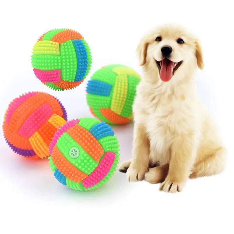 

Pet Dogs Flashing Football Led Light Sound Bouncy Ball Kids Funny Toy Interactive Dog Cat Chew Toys, Colorful