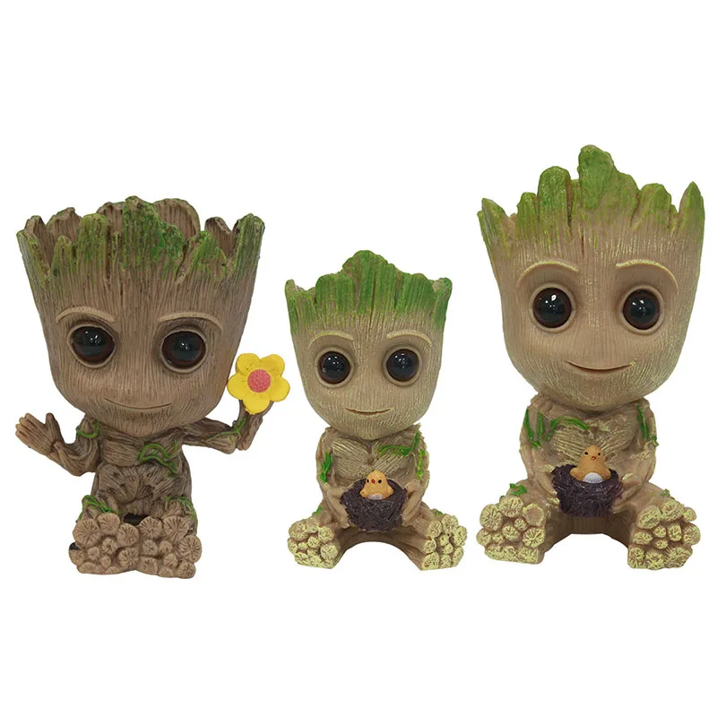 
Vlovelife 1pcs 14*11cm The Flower Groot Pot Action Figure Baby Groot Flowerpot PVC Treeman Succulent Planter Pots Pen Holder 