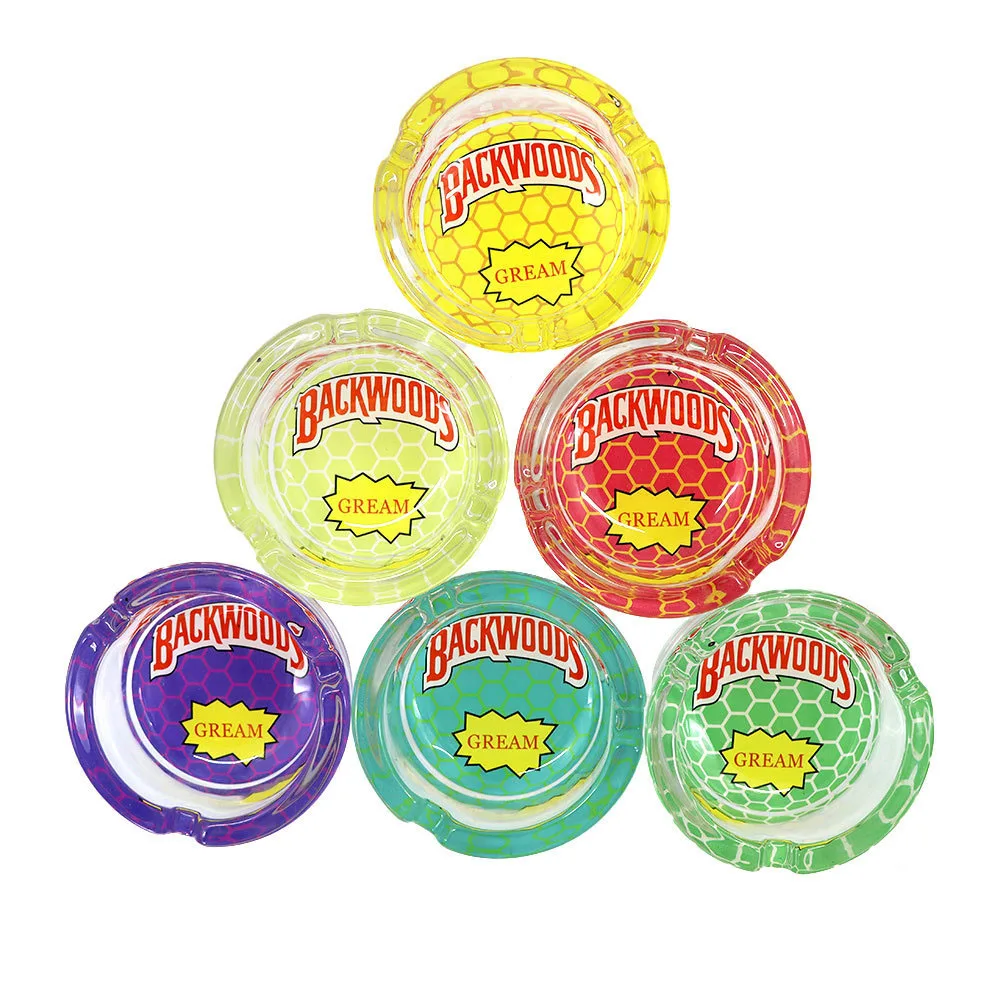 

Hot Sale New Round Diameter 8.5cm Lightweight Washable Ashtray Backwoods Patterned Glass Ashtray
