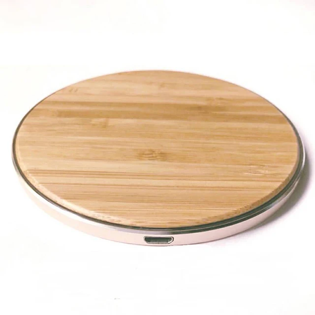 

Aluminum alloy wooden charging treasure custom logo bamboo10w wireless charger