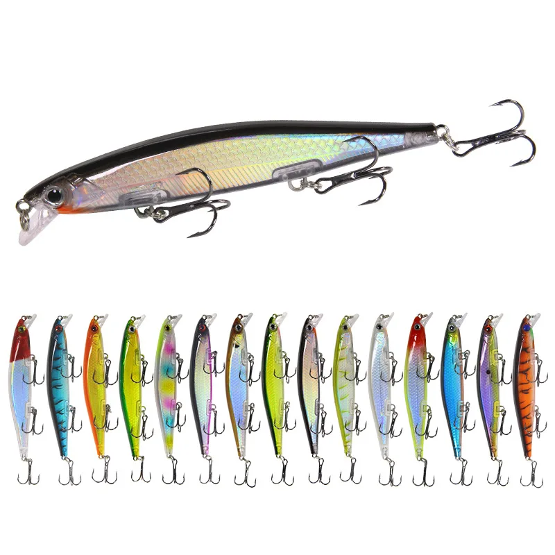 

JETSHARK factory wholesale 11cm minnow 13.2g long shot floating fishing baits for sea bass bait, 15 colors