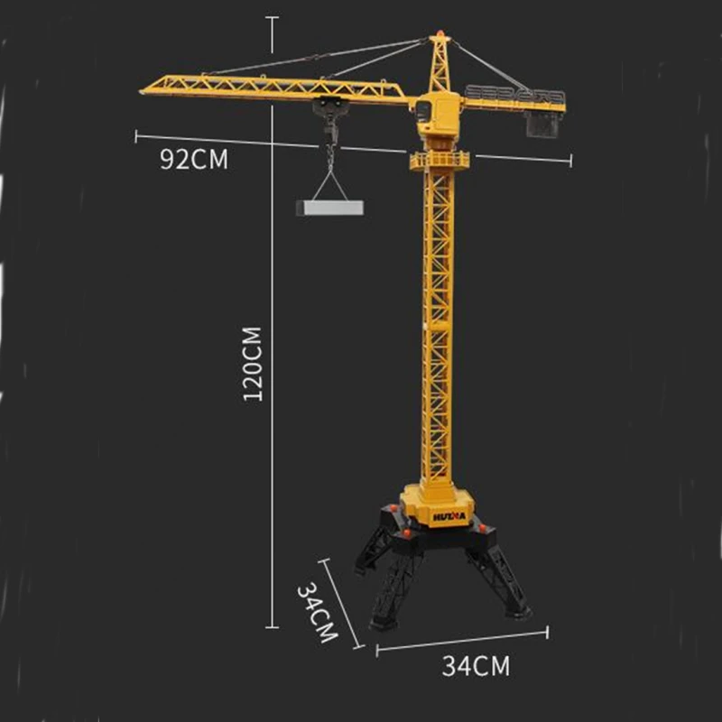 Rigel7 HuiNa Toys 1585 1/14 12CH Alloy Tower Crane Engineering Vehicle RC Car Remote Control Excavator Tractor Digging Toy Construction Vehicle 