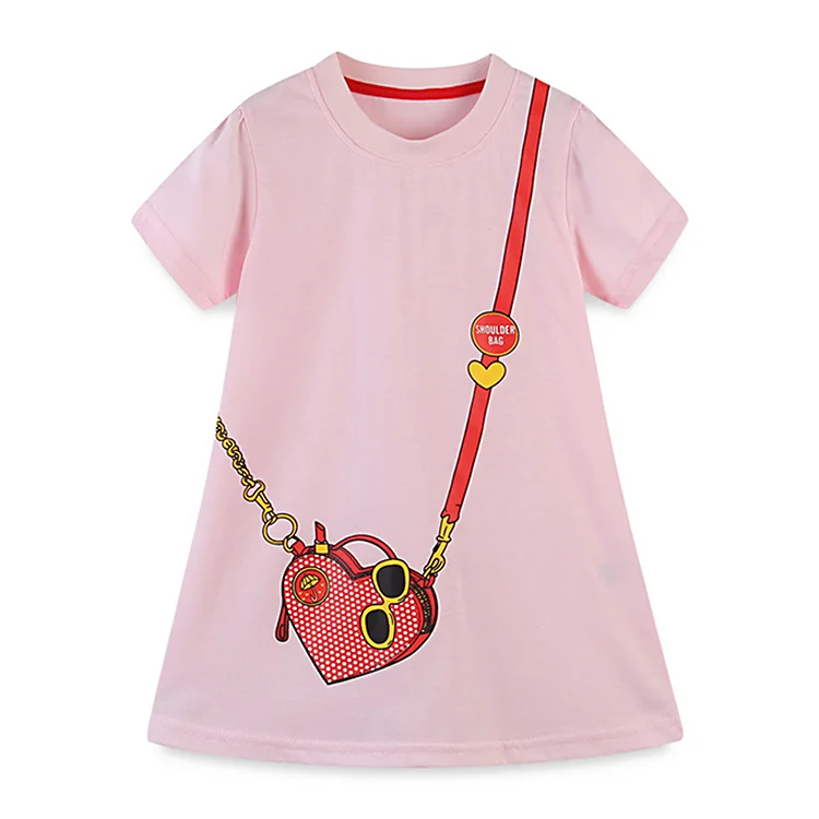 

new arrival children's dress cartoon printing dress for kids girls pink sweet dress