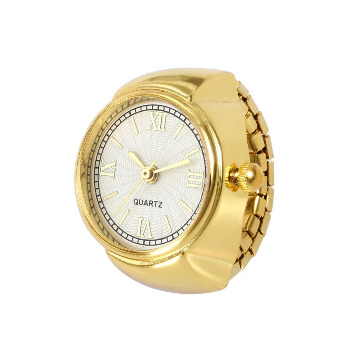 

Roman Numeral Dial Custom Logo Cheap Price Finger Watch Gold Ring Watch