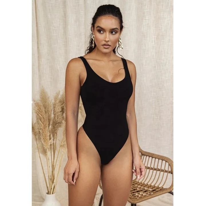 

2021 New Design Womens stretchy bodysuit black solid bodysuit Bodysuits Sexy For Women