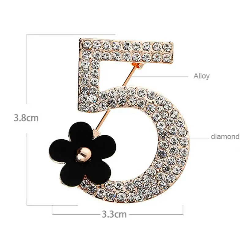 

brand letter Full rhinestone number 5 flower brooch Luxury fashion wedding party letter cc woman boutonniere G brooches gift