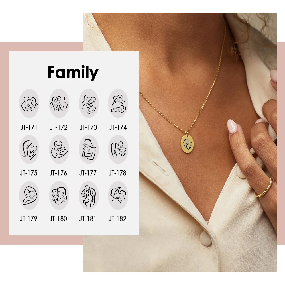 

eManco Engrave Family Baby footprint Pregnant Pendant Necklace Wife Mother Day Gift Kids Love Choker 316 Stainless Steel Jewelry