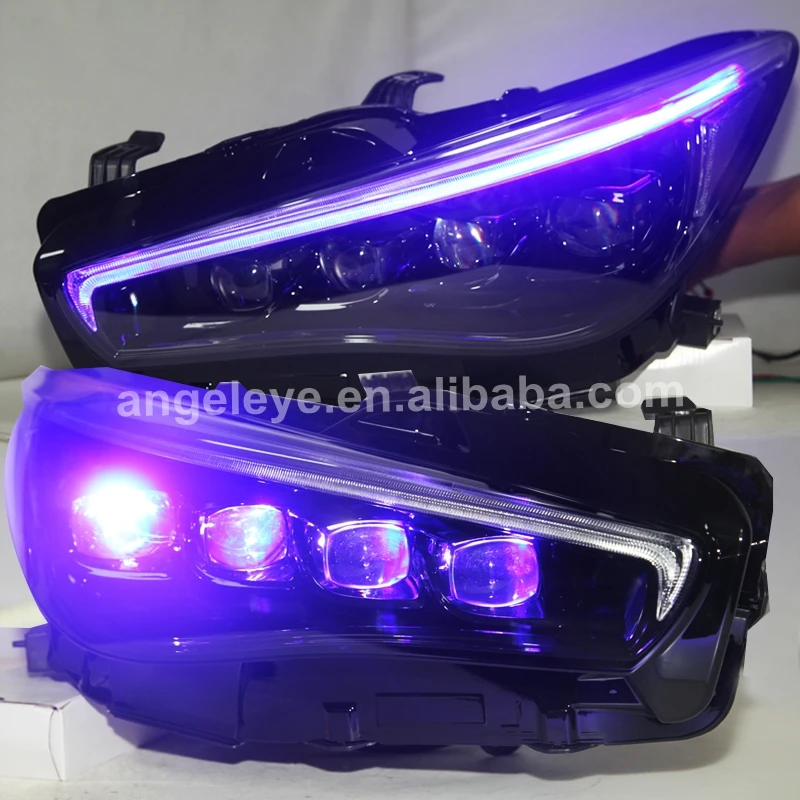 Full led headlight For NISSAN Infiniti q50L Black Housing LD