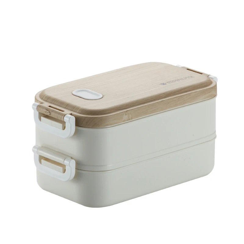 

2 Layer Bento Kids Insulated Metal Thermo Double 304 School Wood Grain Lid Stainless Steel Lunch Box