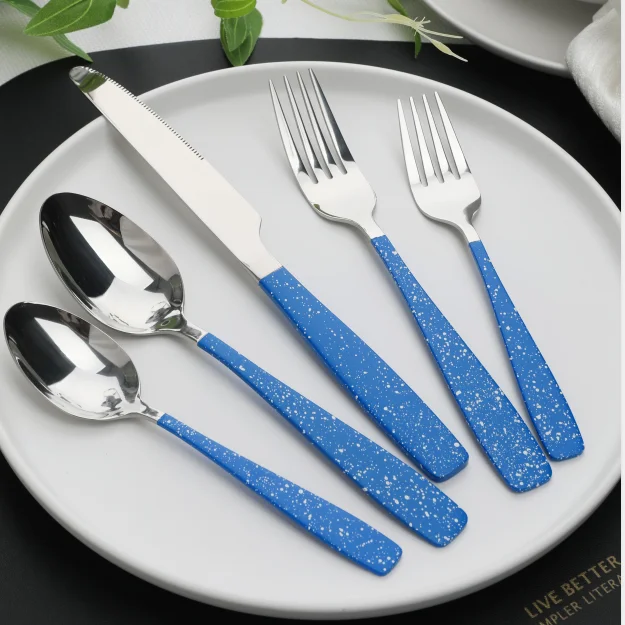 

color pvd titanium stainless steel cutlery 24 piece set knife and fork spoon western food
