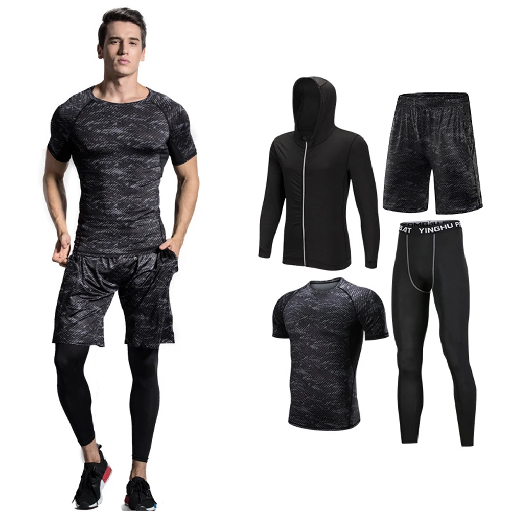 

FunFishing Quick-drying fitness suit running training stretch tights printing series suit