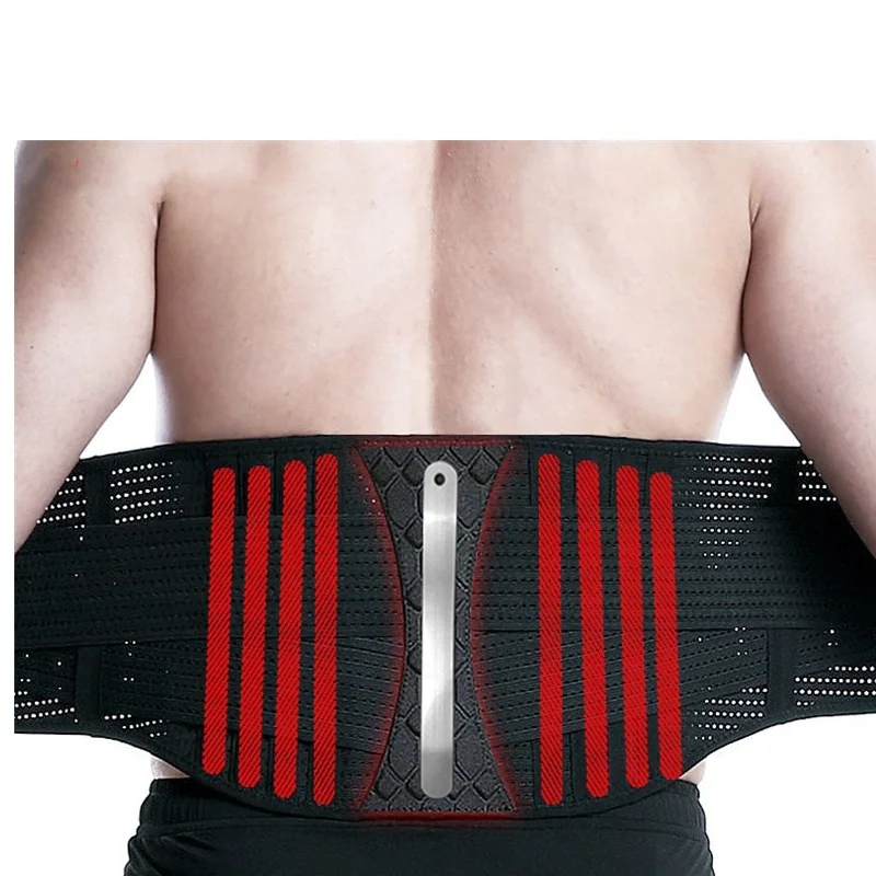 

Neoprene Double Pull Waist Belt Lumbar Support Lower Back Pain Belt Brace with Spine 8 Bars, Black