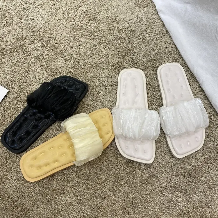 

2021 summer woman's sandals new beach slipper flip-flops, White/black/yellow