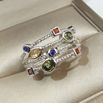 

2021 New Arrivals Hot Style Designs High Quality Creative Colorful Micro-zircon Inlaid Ring Simple All-match Jewelry