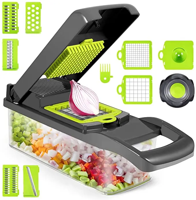 

12 In 1 Hand Operated Vegetable Mandoline Slicer Veggie Food Chopper Onion Potato Cutter Vegetable Chopper Slicer, Color