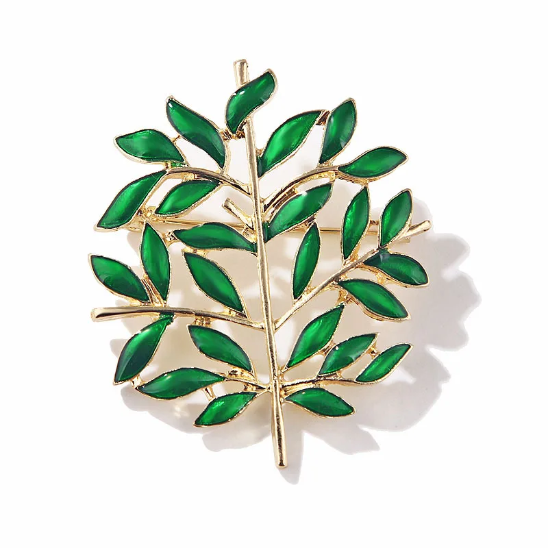 

Hot Selling Gift Bridal Wedding Jewelry Enamel Green Tree of Life Plant Brooch For Wedding Invitation
