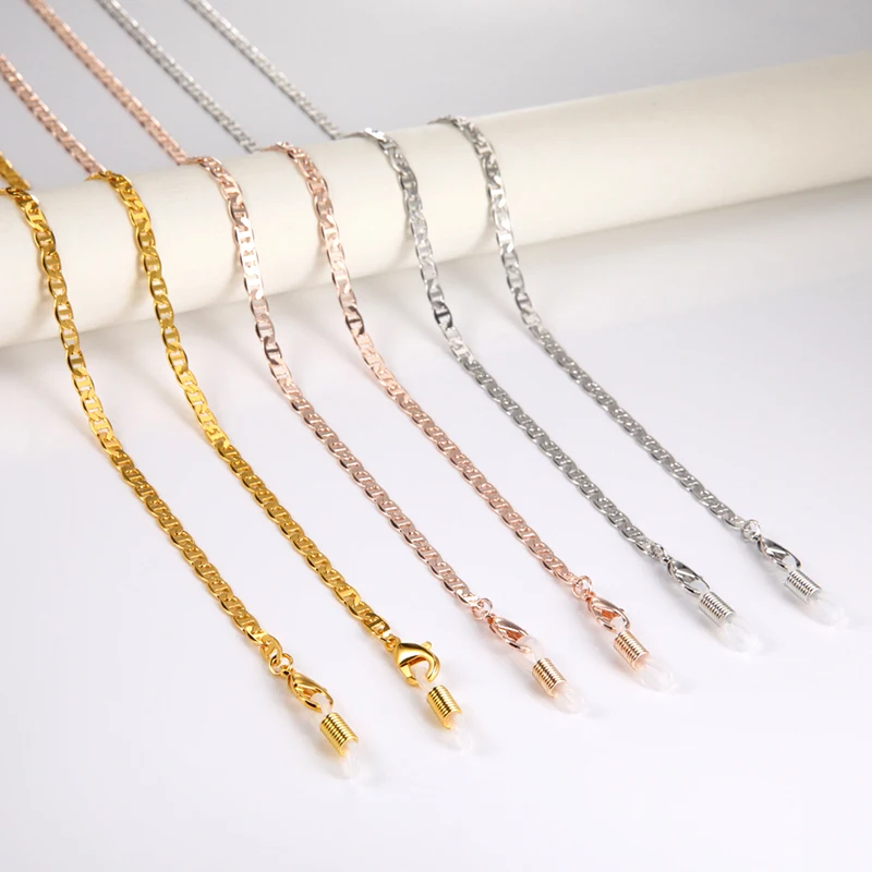 

Rose Gold Sunglasses Chain Strap Face Masked Lanyard Holder Glasses Necklace Reading Safety Copper Chain Holder Clip Ladies