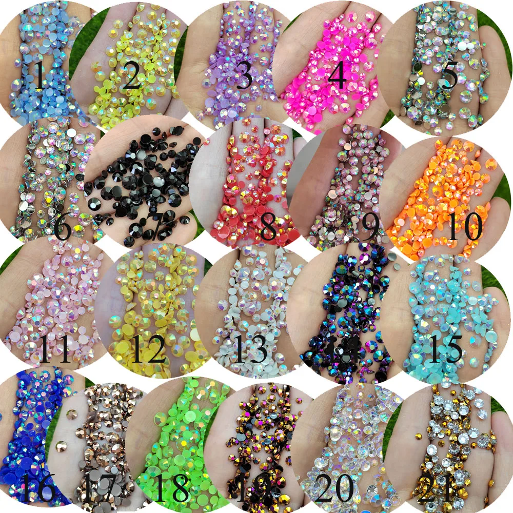 500g Mixed Colorful Flatback Acrylic Rhinestone Crystal Stones Beads for DIY Clothes Crafts Slime Charms 3/4/5mm Diamond