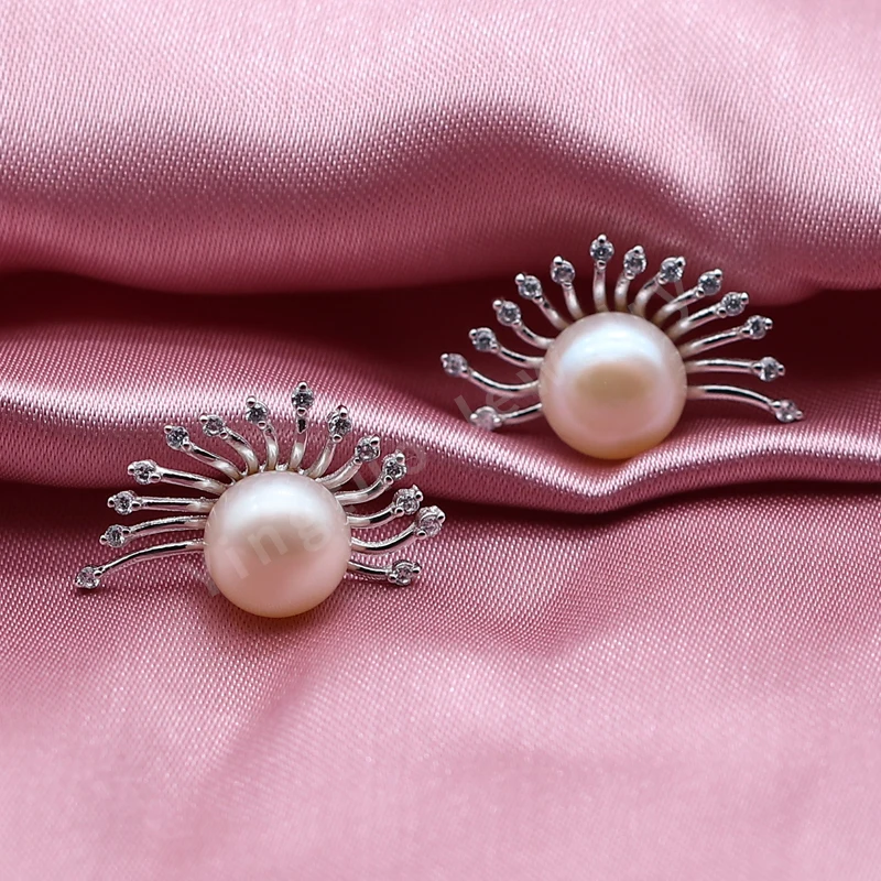 

Fashion Style Silver Natural Freshwater Pearl Loose Button Pearl Earrings