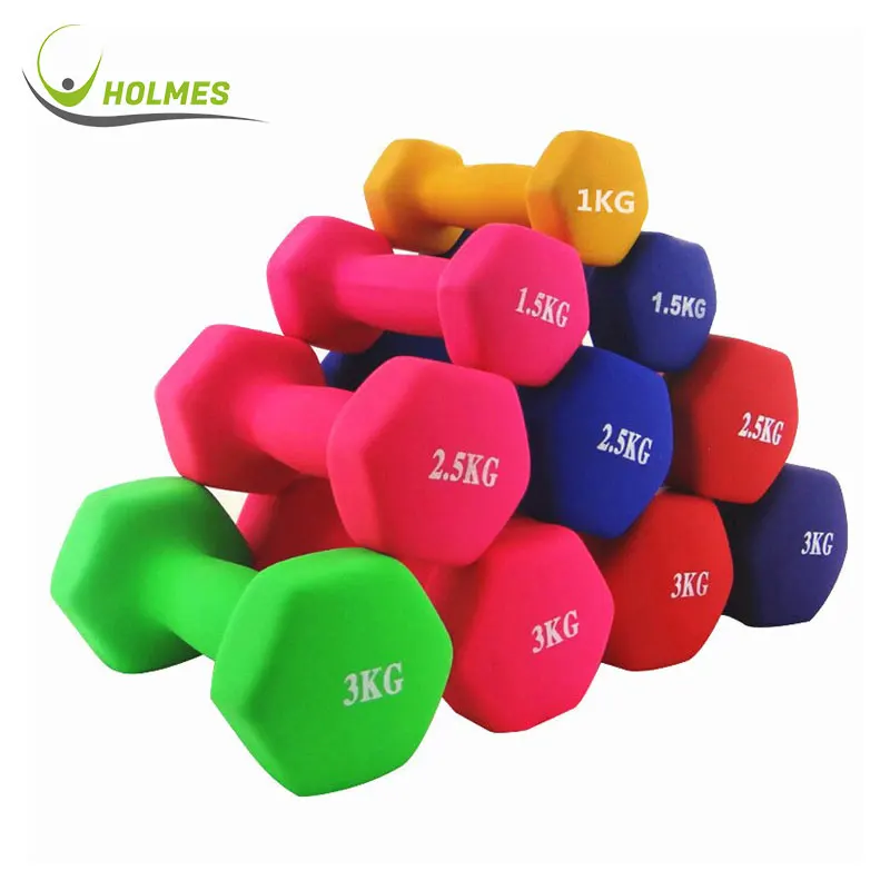 

Different weight OEM and ODM dumbbell set with 2kg 2.5kg 3kg for wholesale, Blue,yellow,red,green