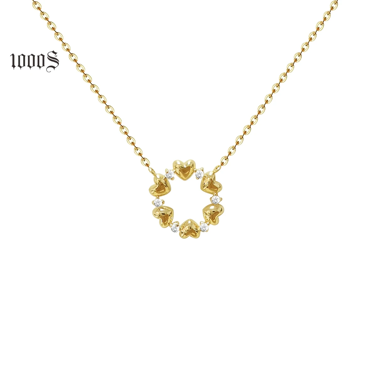 

18K Gold Solid Jewelry Loop Shape Pendant Necklace for Kids for Women Gift, Gold,white,rose gold,customizable