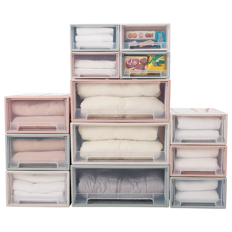 

2021 Hot Selling Plastic storage box Drawer type household storage box, Light green / pink / light pink