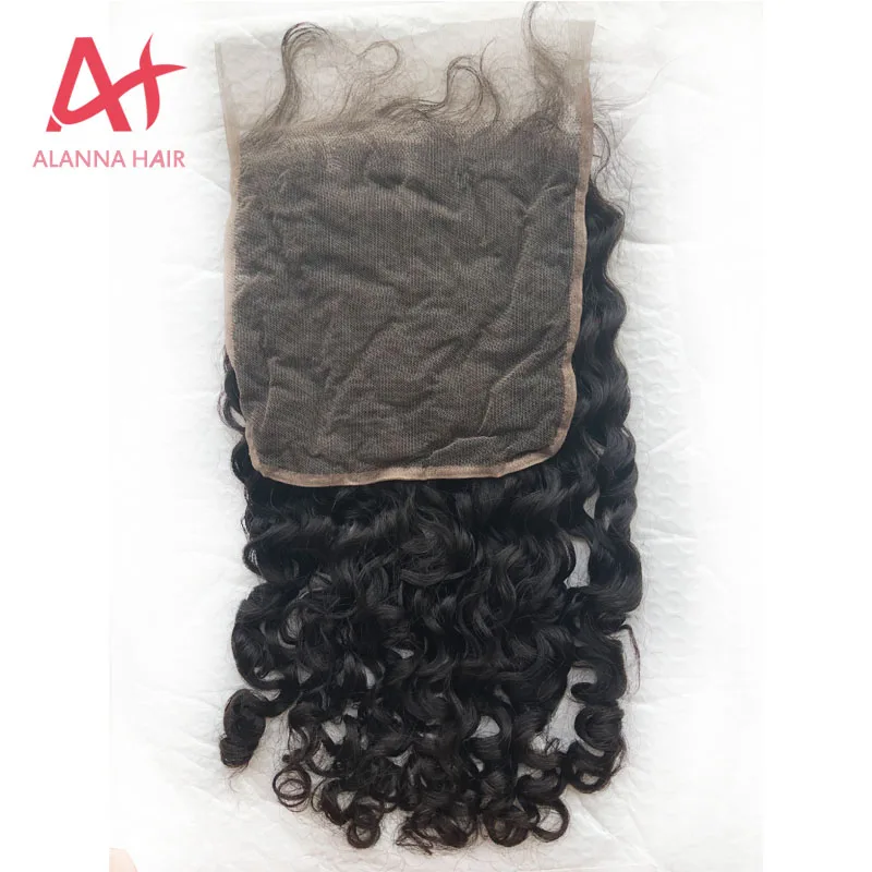

Hot Sale Top Grade 10A Raw Unprocessed Human Virgin Burmese Curly Hair 7X7 Lace Closure Bleached Knots With Baby Hair