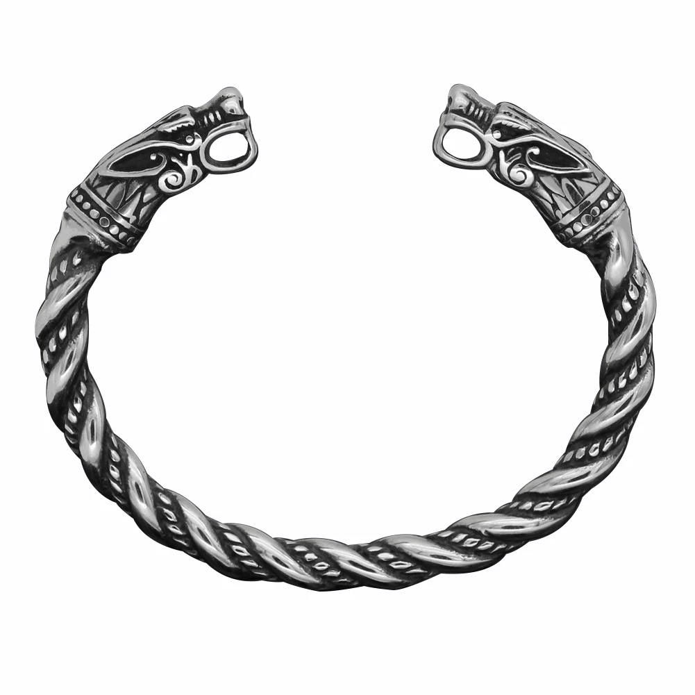 

Nordic Viking pirate dragon bracelet double dragon head titanium steel bracelet male