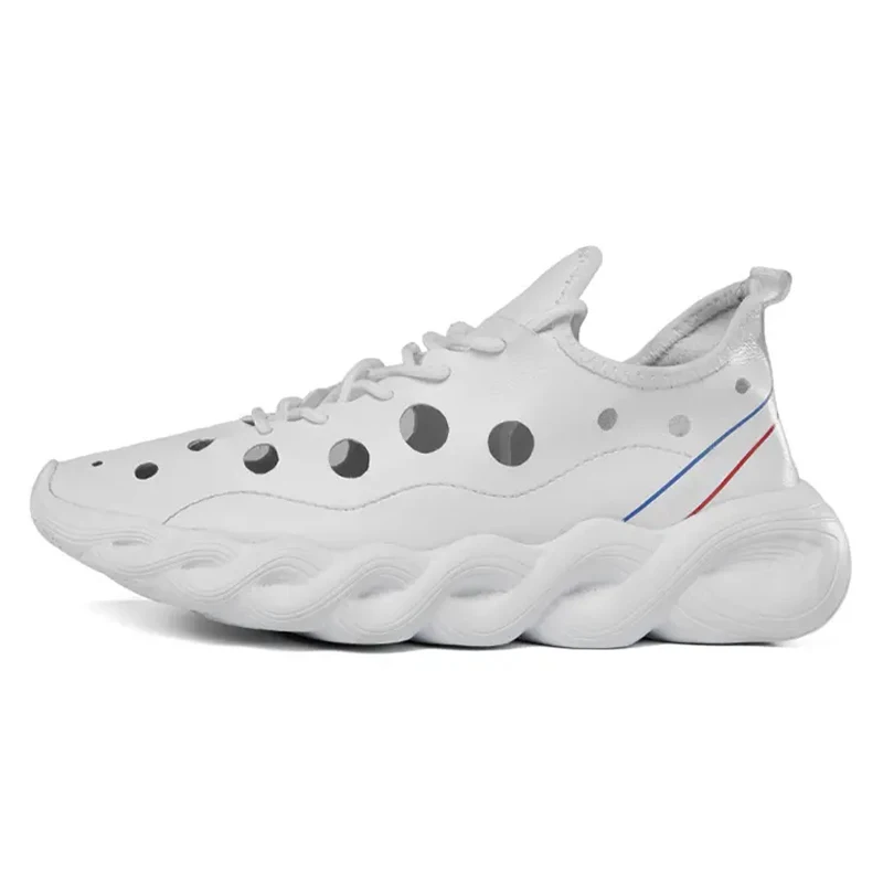 

Breathable hollow casual shoes casual fashion lace-up shoes new men's shoes, Black white
