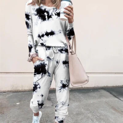 

Tie Dye Women Sleepwear Wholesale Fashion Autumn Winter Long Sleeve Woman Pajamas