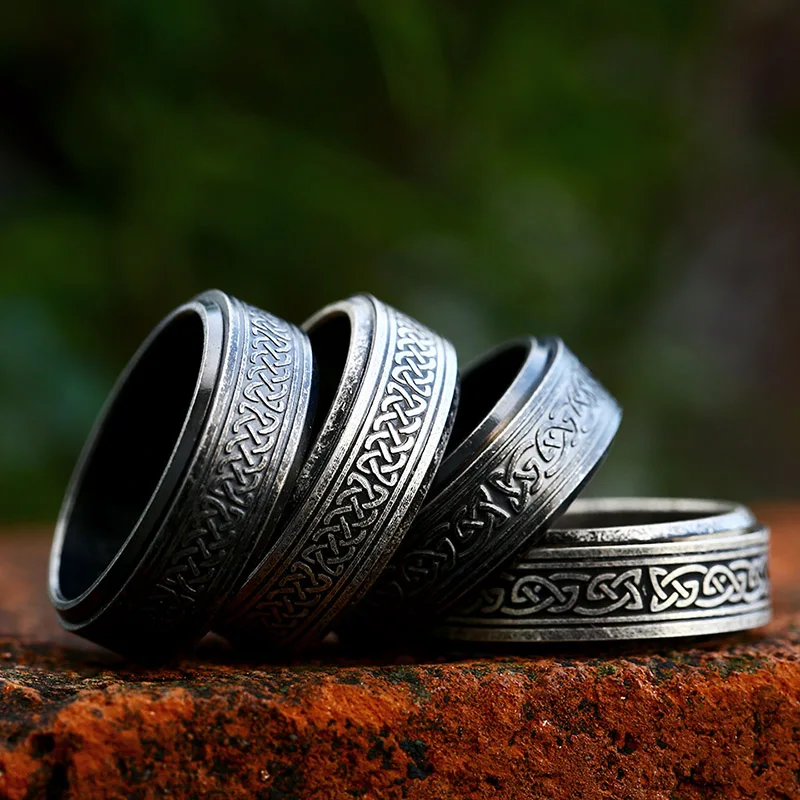 

SS8-R221 New Fashion Viking Amulet Rune Spinning Ring Stainless Steel Words Ring For Men Women Vintage Jewelry Wholesale