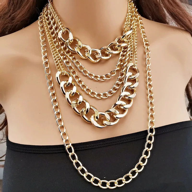 

Punk hip hop necklaces women's fashion thick chain necklace