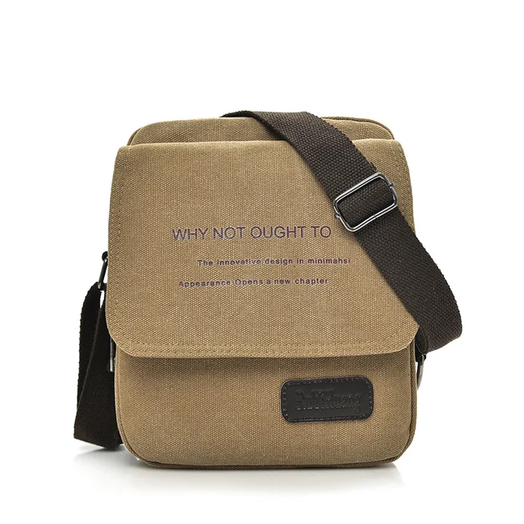 

High Quality Men's Messenger Bags Canvas shoulder Casual Travel canvas Sling Side Bag, Khaki black