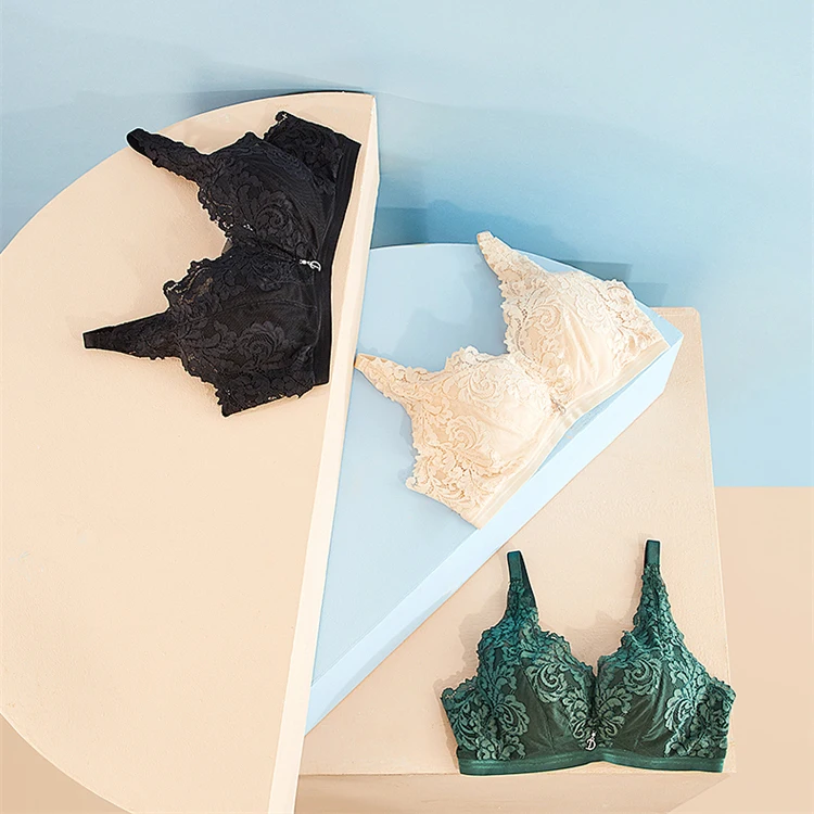 

Ladies Three Quarters Underline Bras Elegant Stretch Bralette Embroidery Women Lace Underwear