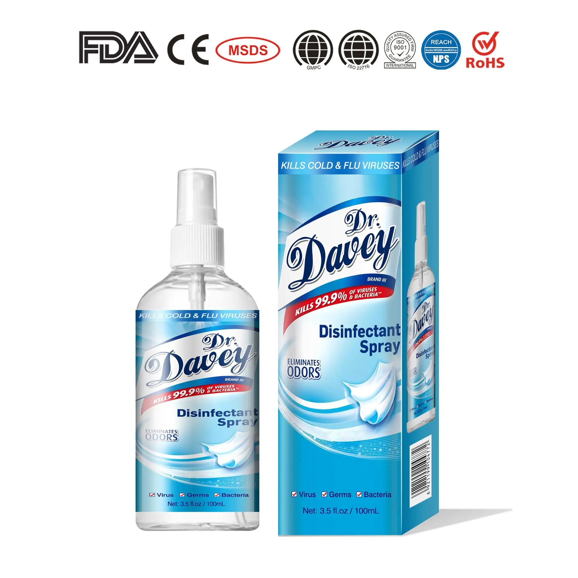 
DR.DAVEY best sale CE cord Cleaning spray alcohol spray disinfectant spray 