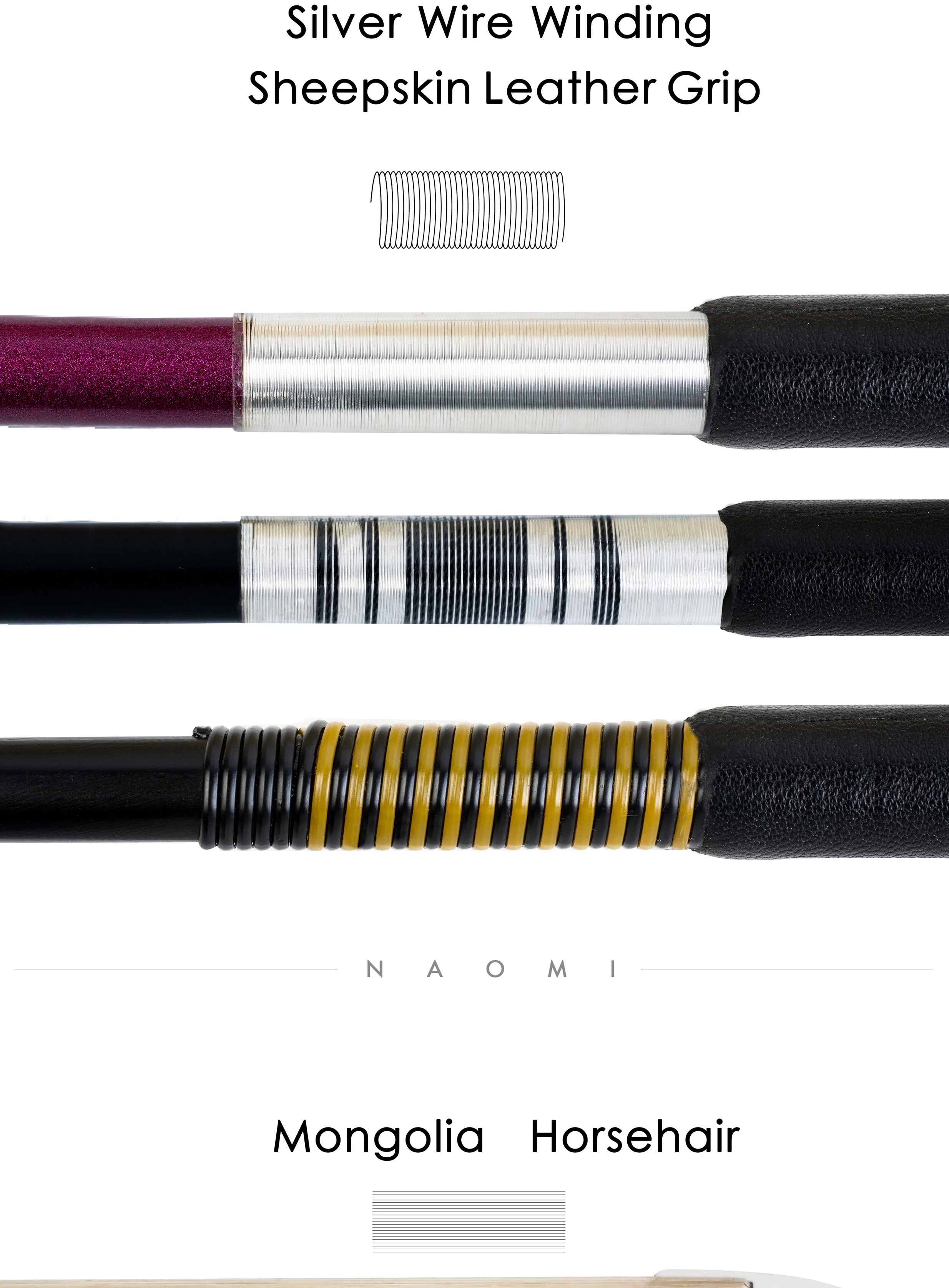 Naomi Carbon Fiber Bow For Violin 4/4 Fiddle Bow Round Stick W/ Ebony