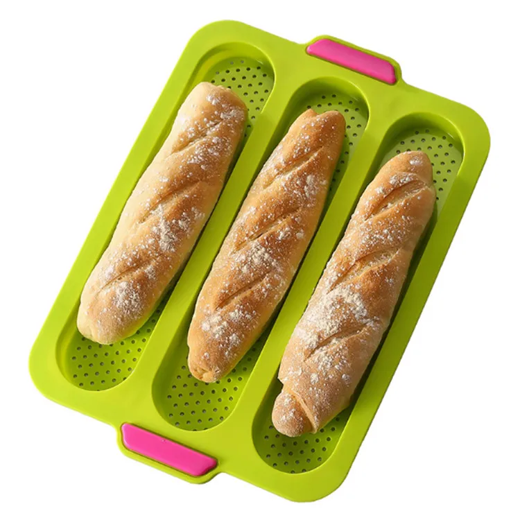 

Non stick Silicone French Baguette Loaf Mold baking pan - tray, Gray, green,white
