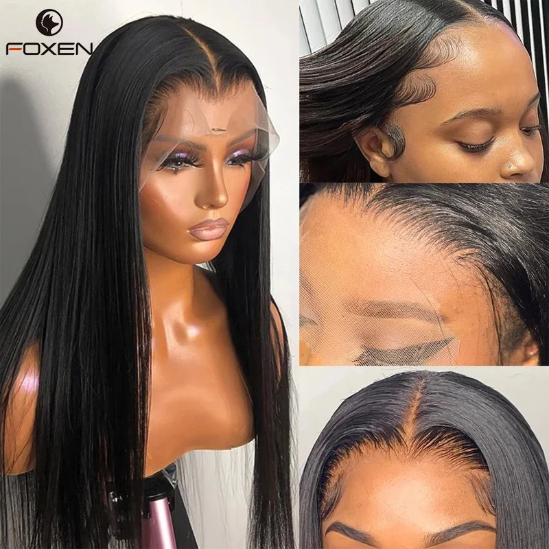 

13X4 Wigs Human Hair Lace Front Removal Raw Natural Virgin Hair 30 Inch Full Lace Human Hair Straight Wig 360 Hd Transparent Wig