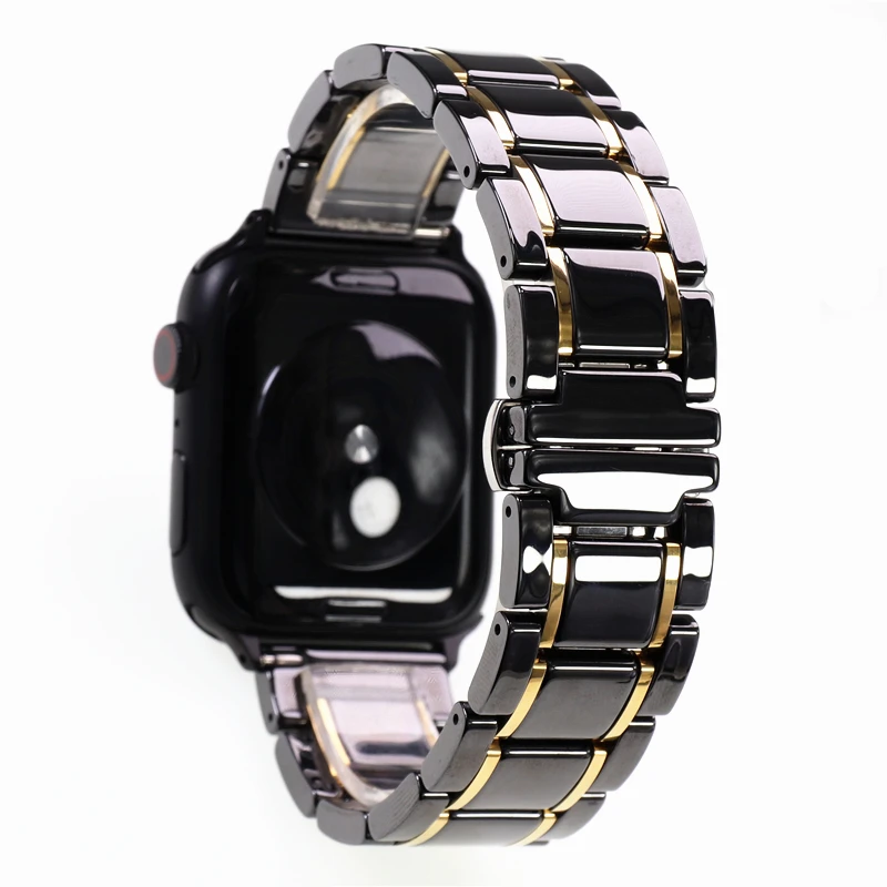 

for Apple Iwatch 3 4 5 watch strap stainless steel and ceramic strap belt band 38 40 44 42mm replacement wristband bracelet