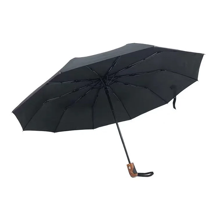 

3 Fold Compact Black Travel Stock Umbrella with Logo Prints