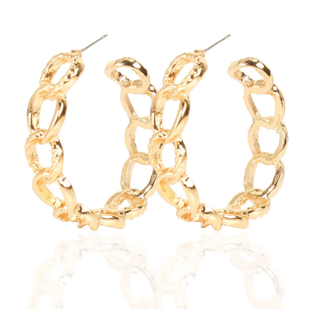 

2021 Geometric Hollow Chain Hoop Earring for Women Girls Chain Circle Hoop Earring