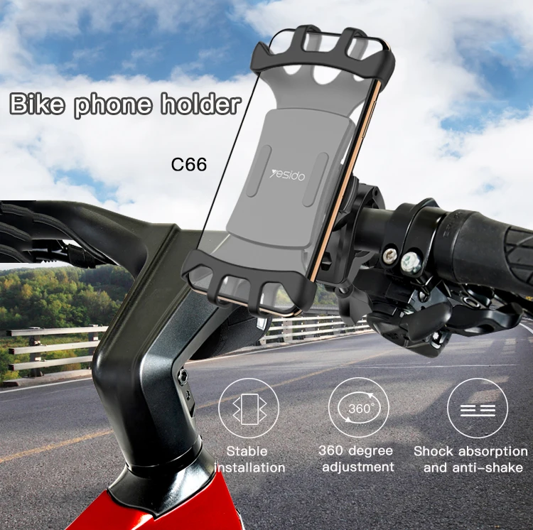 Yesido 360 Angle Adjustable Silicone Mobile Phone Bicycle Holder Universal Bike Mount Phone