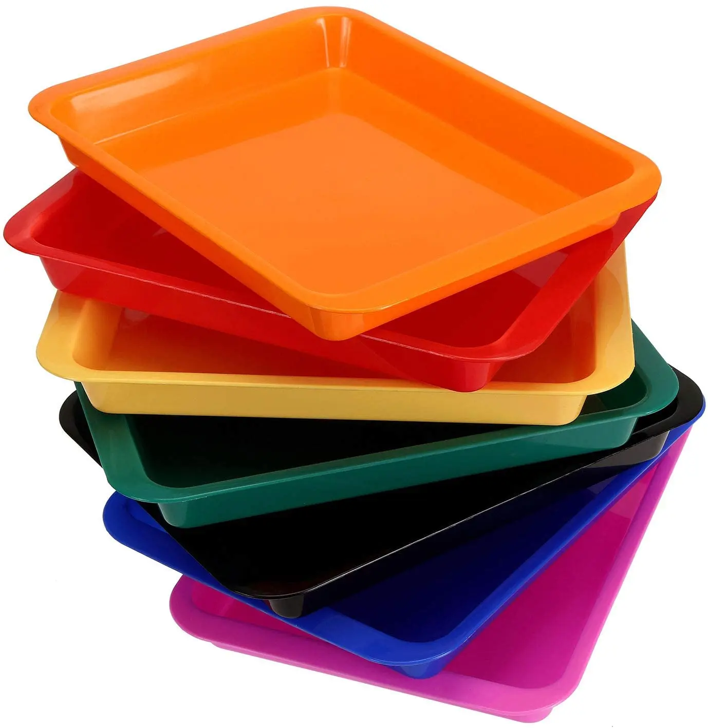 

7 Pack Plastic Activity Tray Multiuse Art and Crafts Organizer Tray Serving Tray for Slime and Sensory Toys