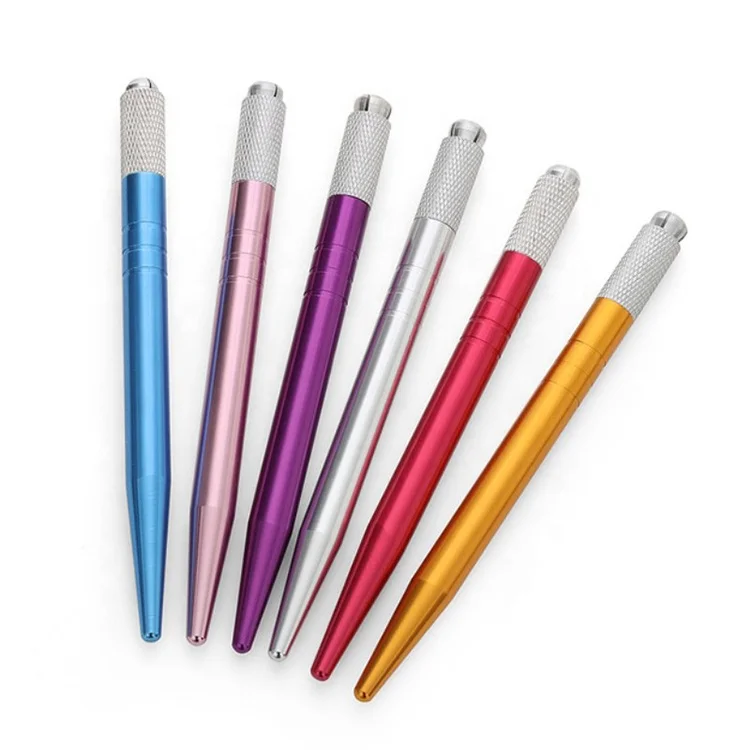

D Hot Single Sided Reusable Pink Gold Silver Eyebrow Microblading Pen Manual Hand Tool Personalized PMU Supplies, Gold / silver / champagne