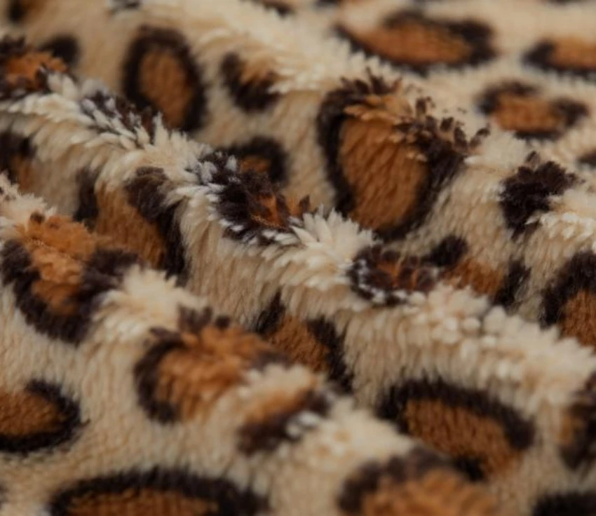Custom Flannel Leopard Print Flannel Fleece Faux Fur Fabric Fur Stretch