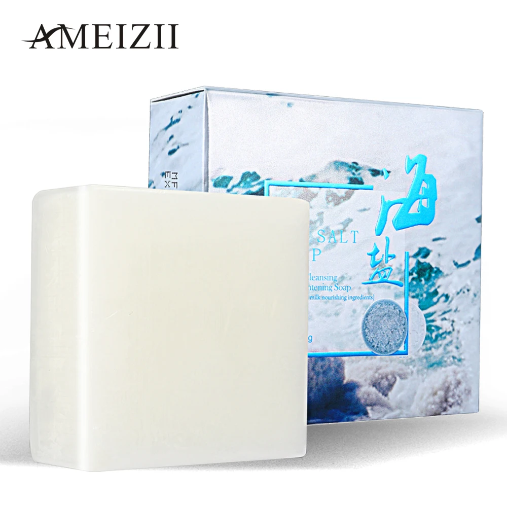 

AMEIZII Sea Salt Soap Pore Acne Treatment Moisturizing Goat Milk Savon Scar Removal Lamina De Jabon Face Care Whitening Soap Bar