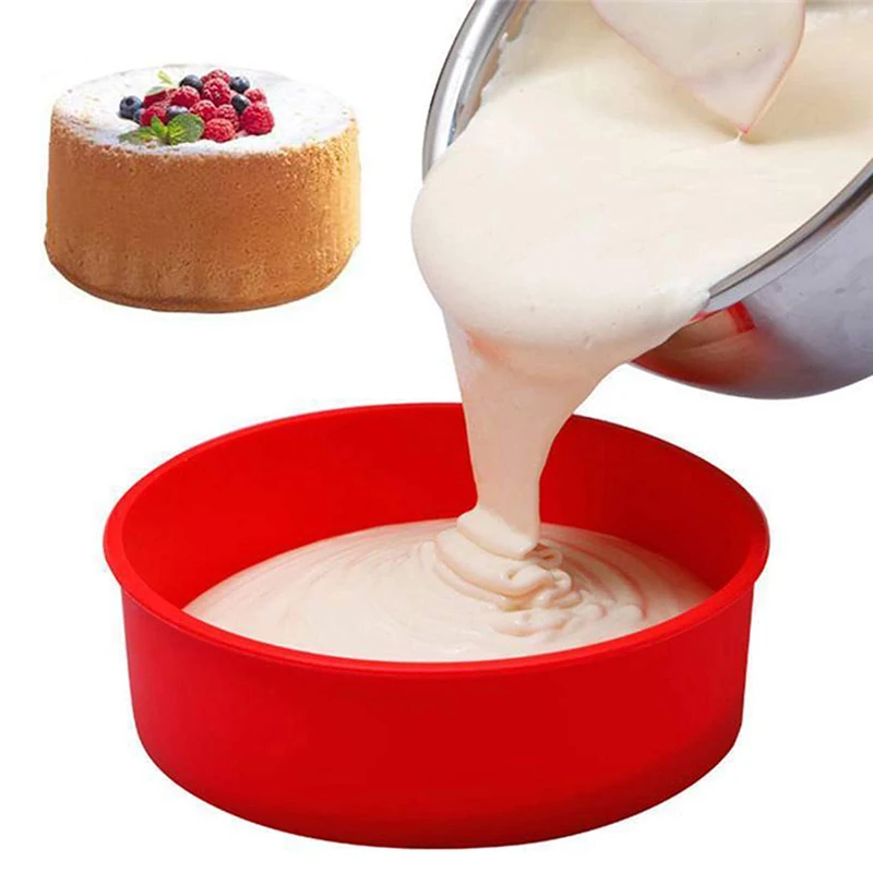 

SHQN Food Grade Silicone 6-inch Round Baking Pan Non-stick Round Silicone Cake DIY Bakeware Mold, Blue, red and custom color