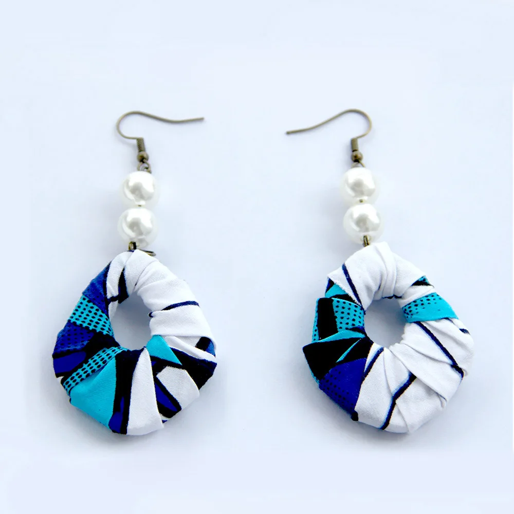 

Newest Fashion African Print Fabric Handmade Ankara Earrings For Women Earwear, As picture