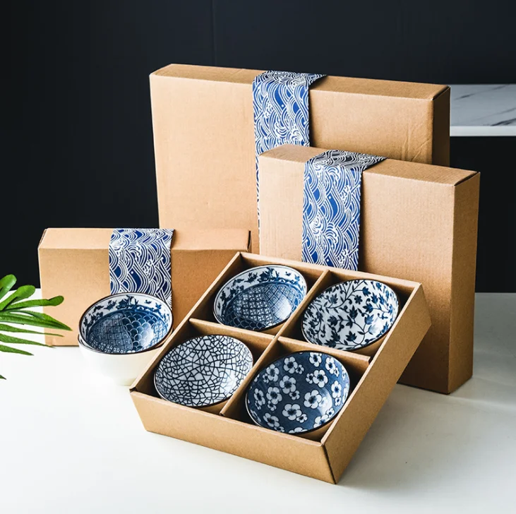 

Japanese porcelain tableware gift bowl set Blue and white porcelain bowl set